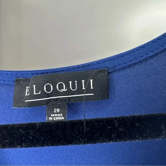 Eloquii Midi Dress Knot Front Pleated Skirt Dress Navy Blue Size 28 - Picture 6 of 6